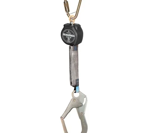 Retractable fall arrest lanyard with carabiner hook