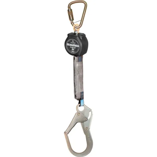 Retractable fall arrest lanyard with carabiner hook