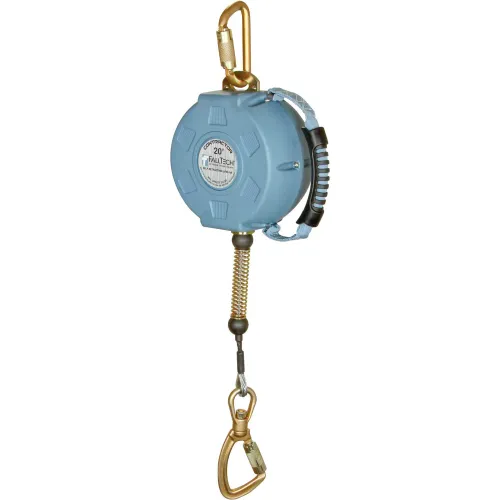 Blue self-retracting lifeline with carabiners