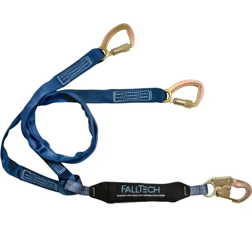 Blue FallTech safety lanyard with carabiners