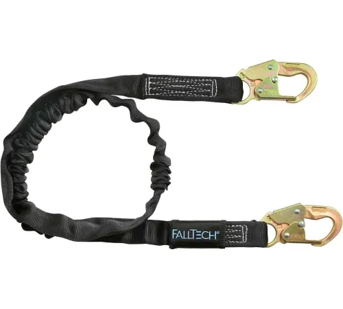 Black safety lanyard with two snap hooks