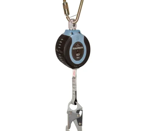 Retractable safety lanyard with carabiner and hook
