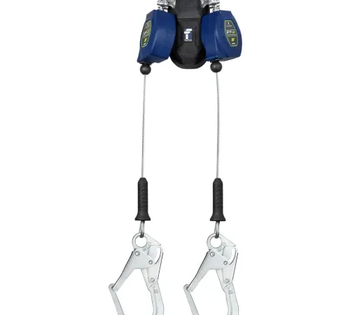 Dual cable safety lanyard with snap hooks