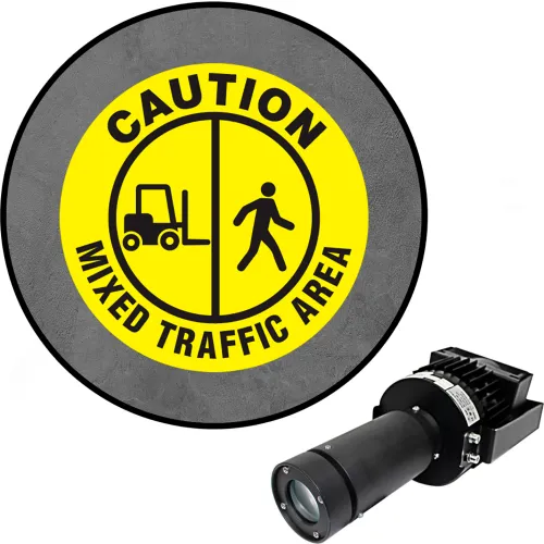 Visual Workplace Virtual LED Projector, Safety Sign Max (SW), Caution Mixed Traffic, 100W
