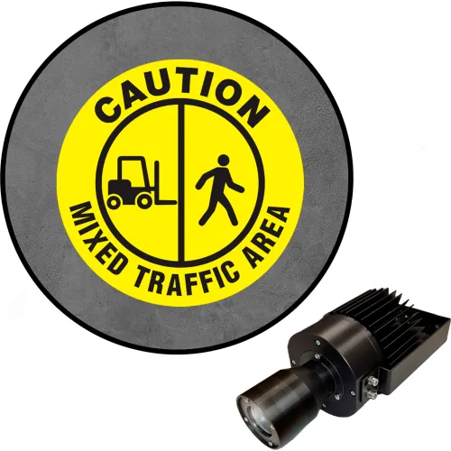 Visual Workplace Virtual LED Projector, Safety Sign (S), Caution Mixed Traffic, 50W