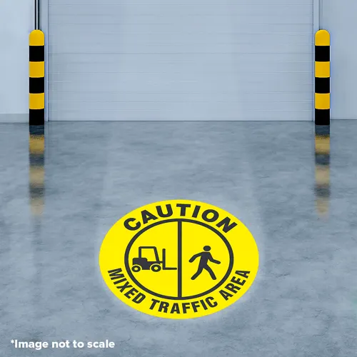 Visual Workplace Virtual LED Projector, Safety Sign (S), Caution Mixed Traffic, 50W - Image 2