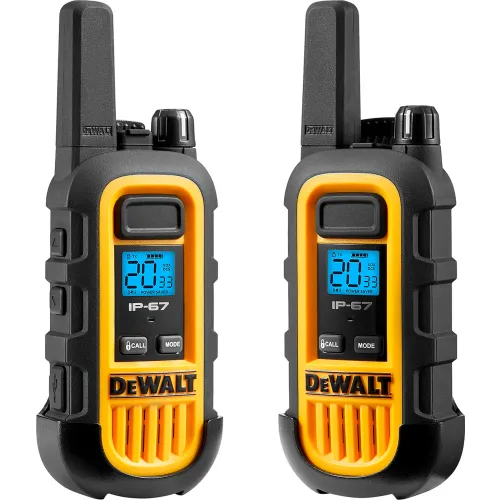 DeWalt® Heavy-Duty Jobsite FRS Walkie Talkie, Analog, 1 Watt, 22 Channels, Yellow/Black, 2/Pack - Image 2