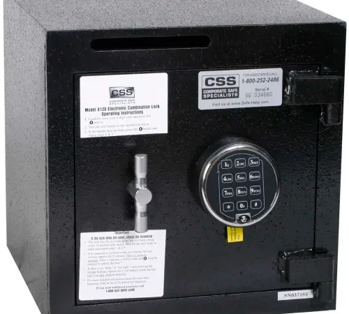 Cennox Front Drop Slot Depository Safe B1414S-FK1 Electronic Keypad Lock 14"W x 14"D x 14"H Black