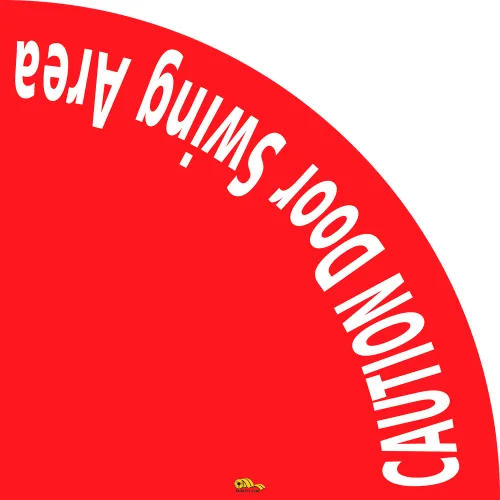 Mighty Line 36" Round Floor Sign, Caution Door Swing Area, Red, Industrial Strength