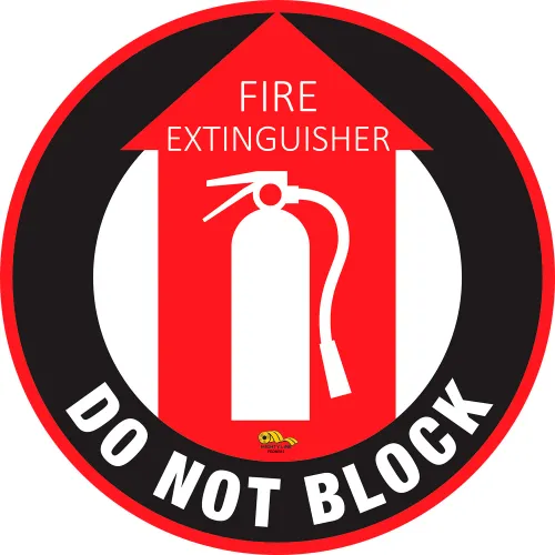 Mighty Line 12" Round Floor Sign, Fire Extinguisher Do Not Block, Industrial Strength