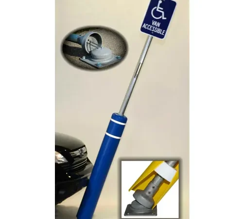 FlexPost Flexbollard, 52"H x 7-1/4"W, w/99"H Signpost, Adhesive, Yellow/Red, XL-B52/8-D-YellowRed