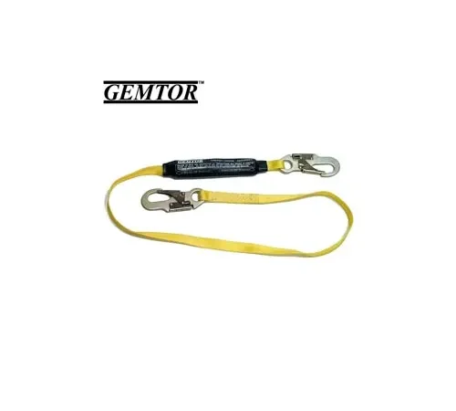 Yellow safety lanyard with shock absorber