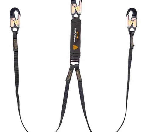 Double-leg safety lanyard with carabiners