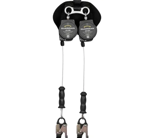 Double self-retracting lifeline with snap hooks