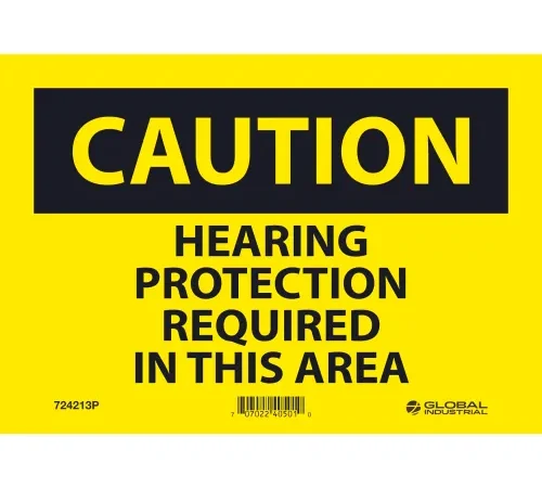 Global Industrialâ„¢ Caution Hearing Protection Required, 7x10, Pressure Sensitive Vinyl