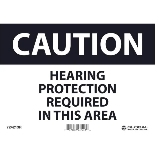 Global Industrial™ Caution Hearing Protection Required, 7x10, Rigid Plastic