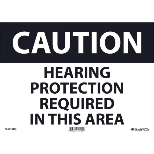 Global Industrial™ Caution Hearing Protection Required, 10x14, Rigid Plastic