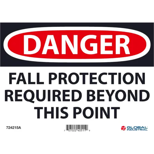 Global Industrial™ Danger Fall Protection Required Beyond This Point, 7x10, Aluminum