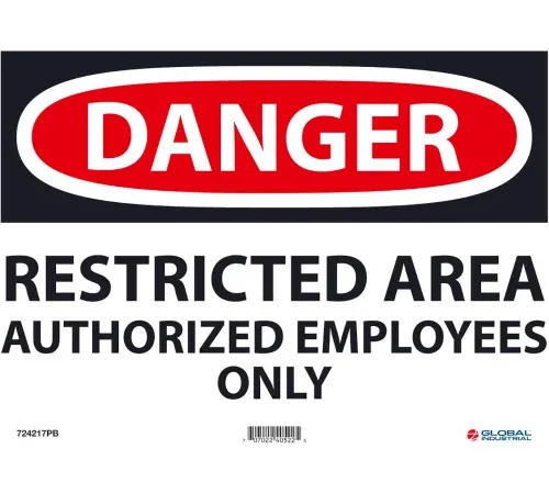 Global Industrial™ Danger Restricted Area, 10x14, Pressure Sensitive Vinyl
