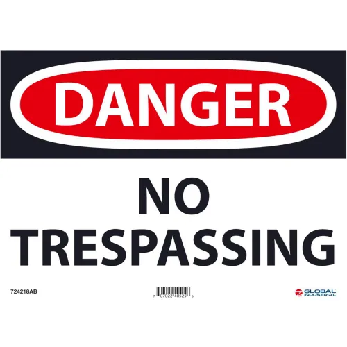 Global Industrial™ Danger No Trespassing, 10x14, Aluminum