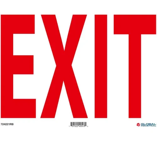 Global Industrial™ Exit Sign, 14''W x 10''H, Rigid Plastic