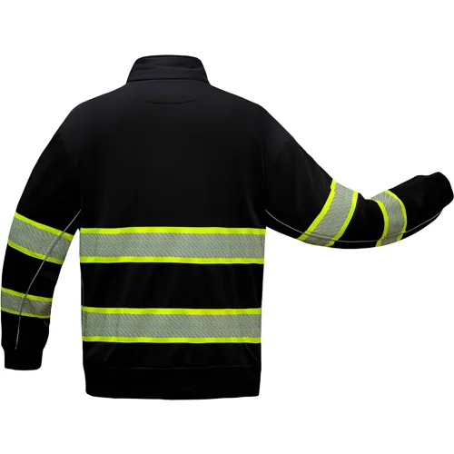 GSS Onyx Enhanced Visibility Job Shirt w/ 1/4" Zipper, Polyester Fleece, Black, Large - Image 3