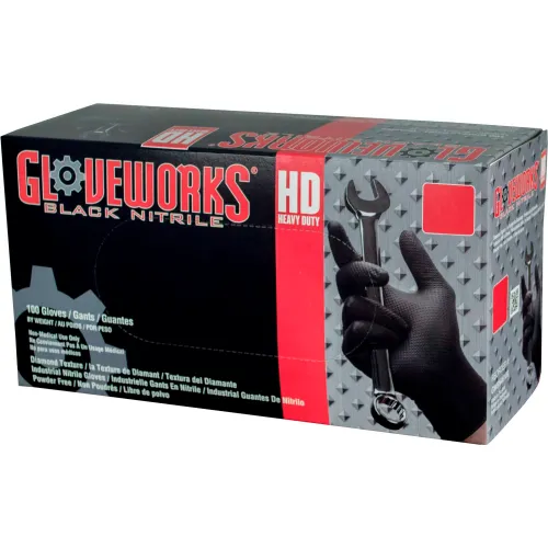 Ammex® GWBN Gloveworks Industrial Grade Textured Nitrile Gloves, Powder-Free, M, Blk, 100/Box, - Image 4