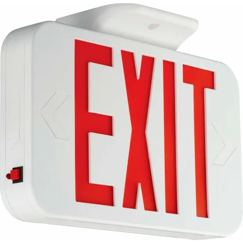 Hubbell CER LED Exit Sign, Red w/ White Housing, Battery Back-up