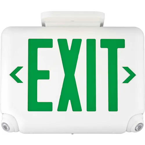 Hubbell EVCUGWDI Compact LED Combo Unit, White w/ Green Letters, Self-Diagnostics
