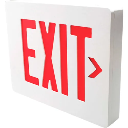 Hubbell SEDRW Die Cast Aluminum LED Exit Sign, White Finish w/ Red Letters, Double Face, Damp Listed