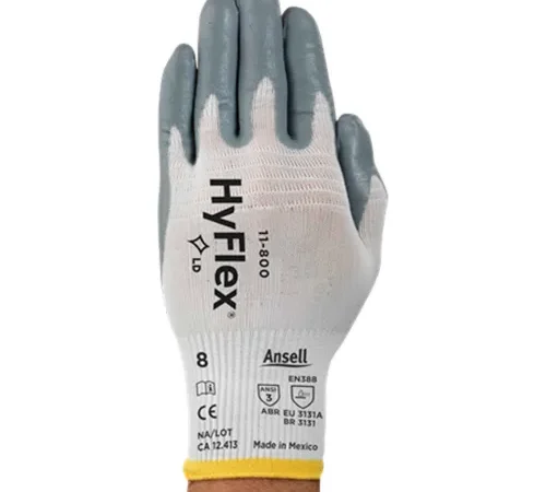 HyFlex grey-coated white work glove