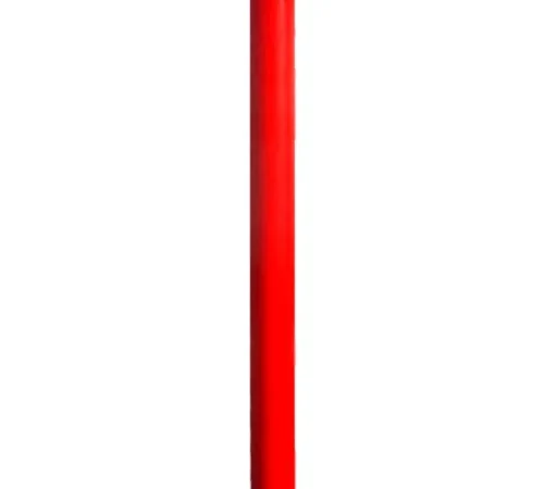 Red cylindrical bollard on white background