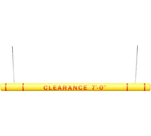 Innoplast Clearance Bar, 4"D x 96"L, Yellow Bar/White Tapes