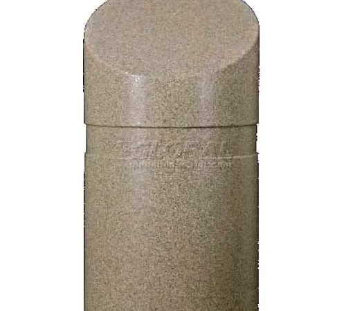 Beige concrete bollard with rounded top