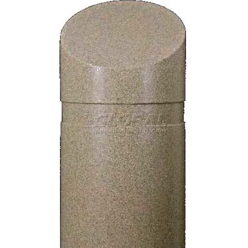 Beige concrete bollard with rounded top