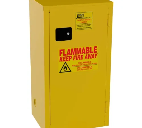 Jamco Narrow Flammable Liquid Storage Cabinet, Self Close Door, 18 Gal. Capacity, 23"W x 18"D x 44"H