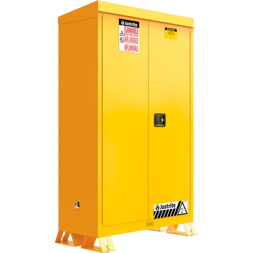 Justrite Outdoor Flammable Storage Cabinet, Manual Close Door, 45 Gallon Capacity, 43"W x 18"D