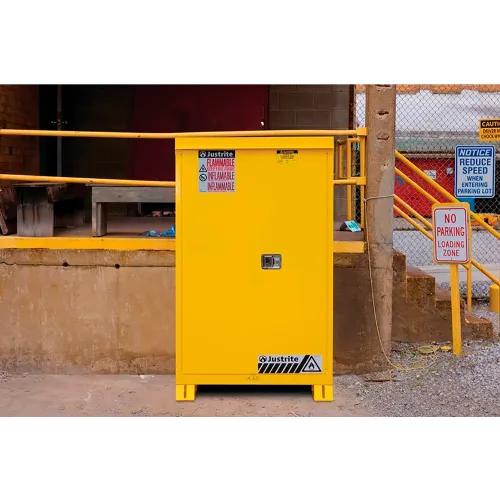 Justrite Outdoor Flammable Storage Cabinet, Manual Close Door, 45 Gallon Capacity, 43"W x 18"D - Image 3