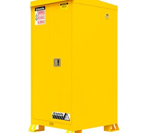 Justrite Outdoor Flammable Storage Cabinet, Self Close Door, 60 Gallon Cap., 34"W x 37-5/8"D x