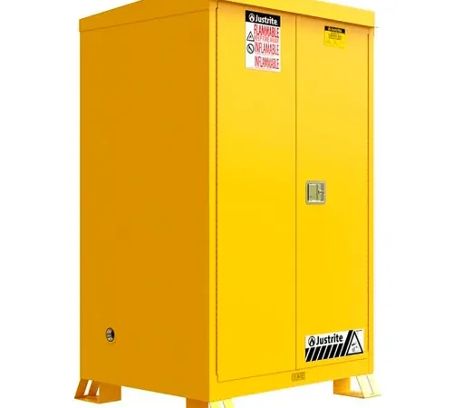 Justrite Outdoor Flammable Storage Cabinet, Manual Close Door, 90 Gallon Cap., 43"W x 37-5/8"D