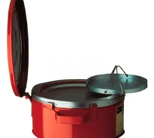 Justrite Bench Can, 1-Gallon, w/ Basket, Red, 10370