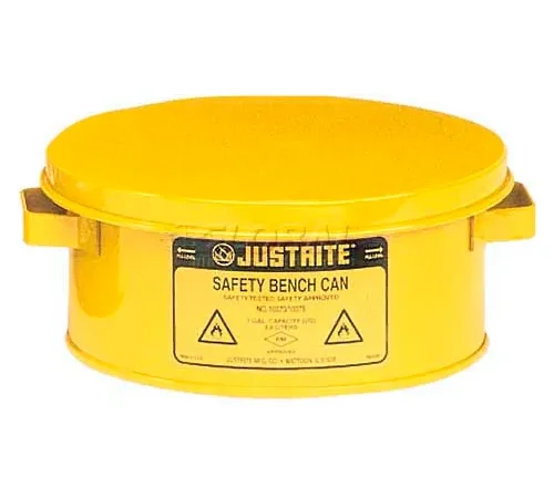 Justrite Bench Can, 1-Gallon, w/ Basket, Yellow, 10380