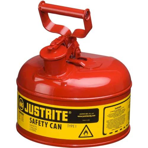 Justrite Type I Steel Safety Can With Funnel, 1 Gallon (4L), Self-Close Lid, Blue, 7110310