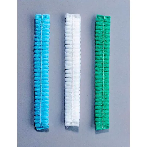 Blue, white, green pleated disposable headbands