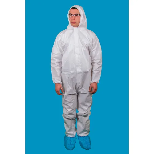 Anti-Static KeyGuard Coverall w/ Hood, Elastic Wrist, White, M, 25/Case