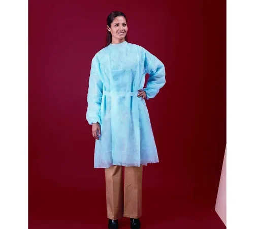Polypropylene Isolation Gown, Elastic Wrists, Blue, 2XL, 100/Case