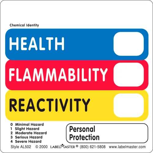 LabelMasterAL502 Standard Hazcom (THIS) Label, 4" x 4", Paper, 500/Roll