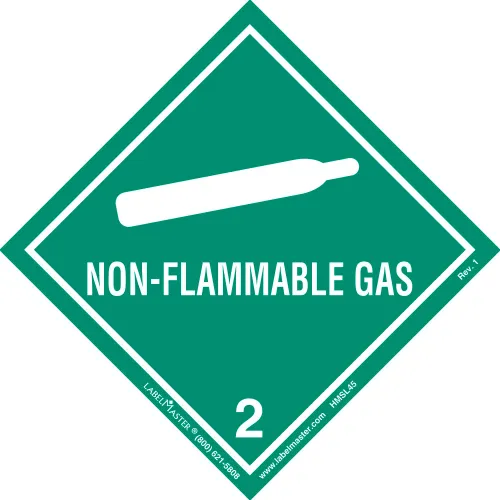 LabelMasterHMSL45 Non-Flammable Gas Label, Worded, PVC-Free Film, 500/Roll