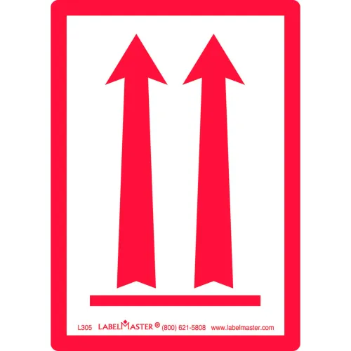 LabelMasterL305 Red Arrows Up Air Label, Paper 2 15/16" x 4 1/8", 500/Roll