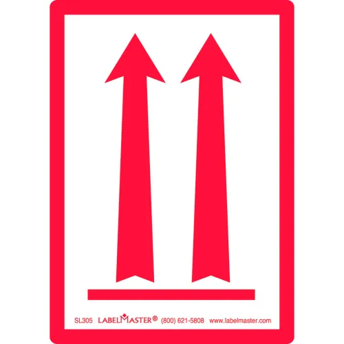 LabelMasterSL305 Red Arrows Up Air Label, PVC-Free Film 2 15/16" x 4 1/8", 500/Roll